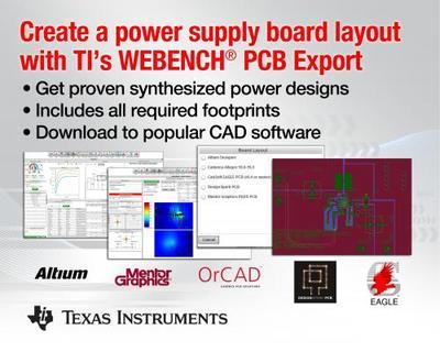 德州仪器WEBENCHPCB导出助力在几分钟内创建电源电路板布局 - 电子技术,半导体集成电路,电源电路板 - 中电网